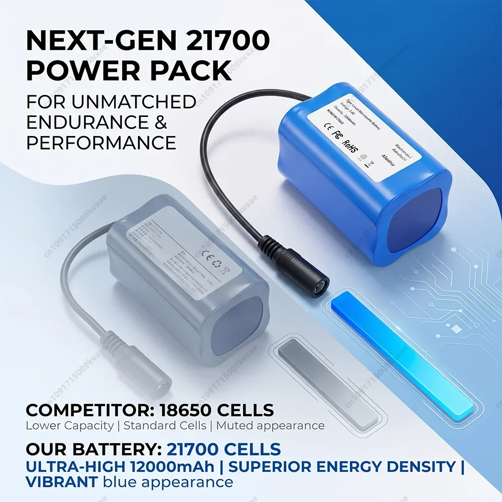 7.4V 12Ah 21700 Cells Core Replacement Battery for RC Fishing Bait Boat T188 2011-5 T888 V007 H18 C18 Rechargeable Spare Part