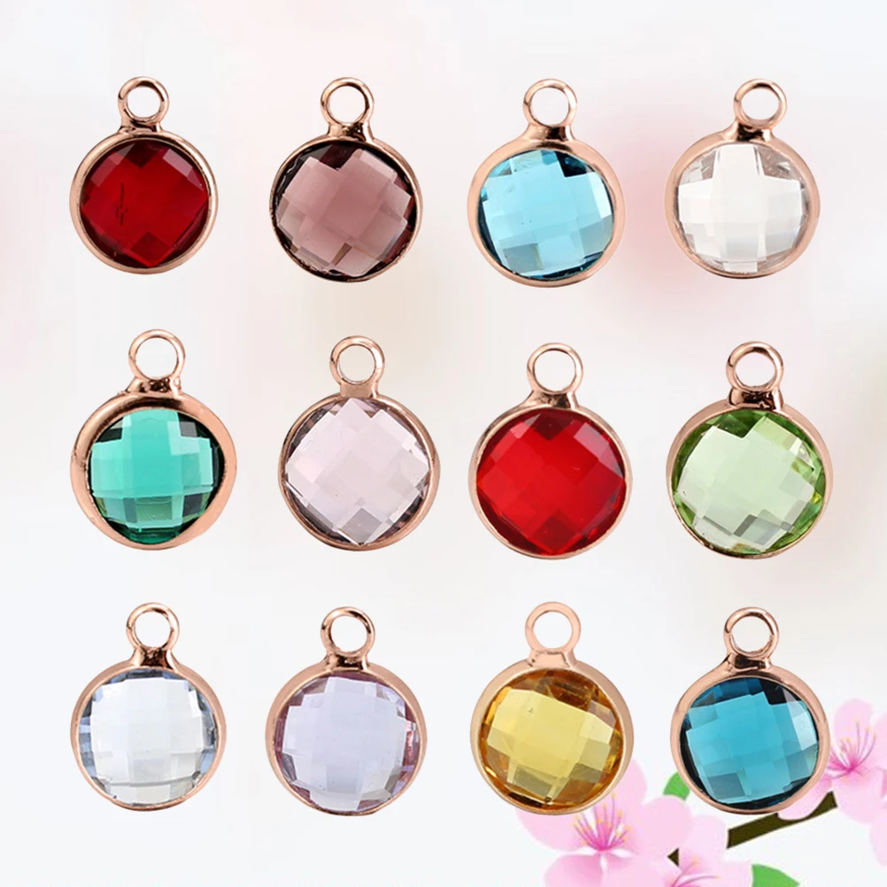 

12 Pcs Crystal Pendant Accessories Charm Necklace Alloy Jewelry Making Pendants