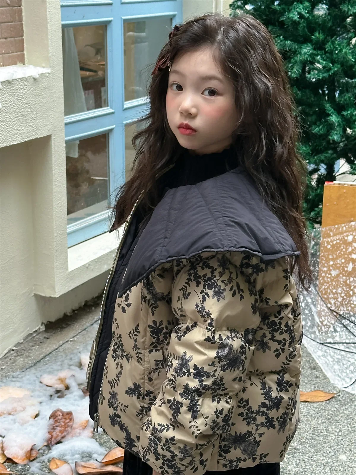 Children's Clothing Girls' Down Jacket Winter 2024 New Korean Version Floral Down Jacket Children's Thick Coat Trend