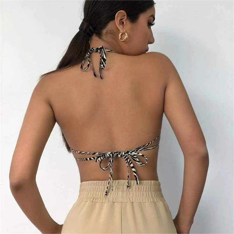 

Summer Beach Backless Y2k Aesthetic Sexy Halter Camisole Women Slim Sleeveless Cropped Crop Tops Korean Fashion Sensual Tank Top