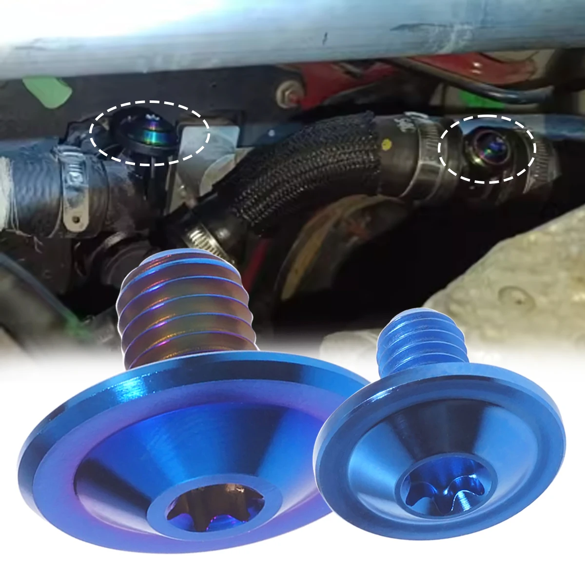 Ulepszone tytanowe śruby odpowietrzające układ chłodzenia 2x / 1 para Pasują do 2.0L Alfa Romeo Giulia Stelvio 2.2 JTDm 2.9 V6