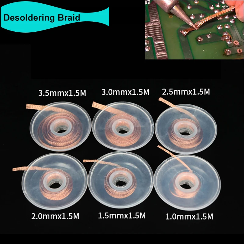 

1~100pcs Desoldering Braid Width 1 1.5 2 2.5 3 3.5 4 mm Welding Solder Remover Wick 1.5M Wire Lead Cord Flux BGA Repair Tool