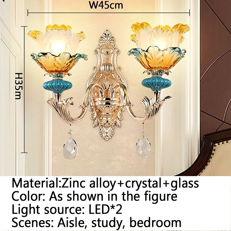 RONIN Luxury Crystal Wall Lamp European Living Room Bedroom Bedside Lamp Background Wall Corridor Villa Hotel Lighting image 6