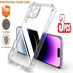 3Pcs 1.5 Thickness Shockproof Case for Iphone 13 14 15 Pro Max 12 Mini 8 7 Plus with for 11 Xs xBack Camera Protection