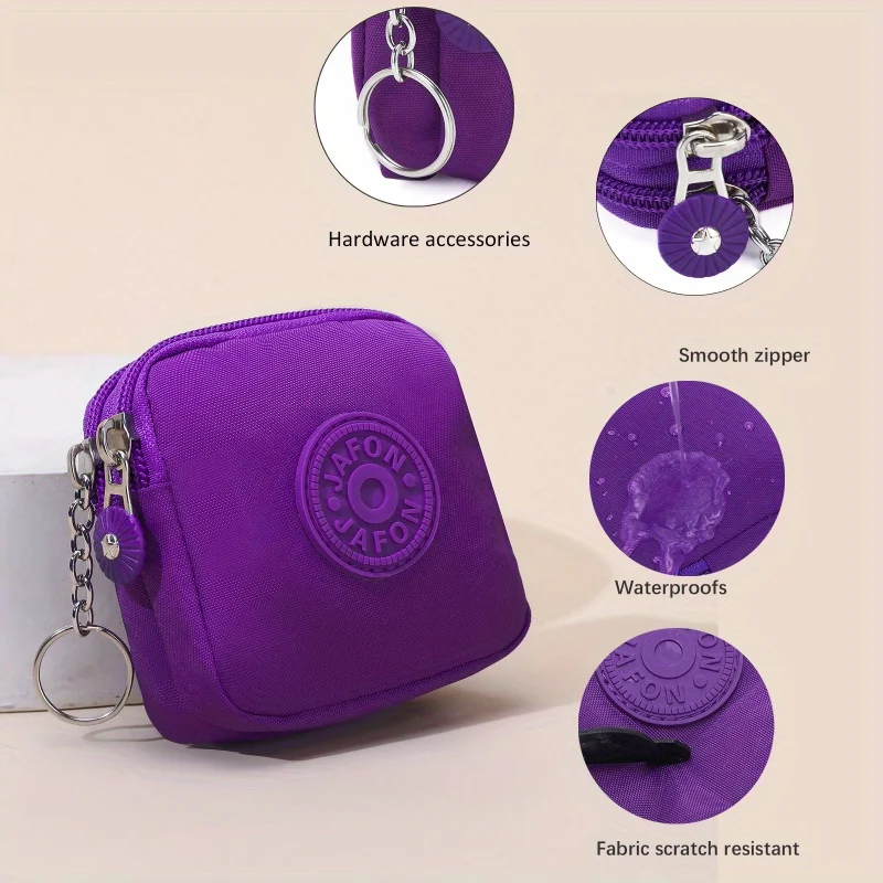 1PC Nylon zipper coin wallet mini change wallet for women credit card ID key earphone port red envelope
