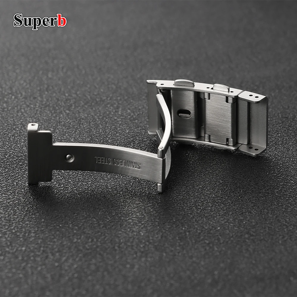 316L مطحونة المشبك ساعة المشبك 16/18/20/22 مللي متر نحى الفضة الفولاذ المقاوم للصدأ للطي سلامة استبدال نشر مشبك ساعة #2