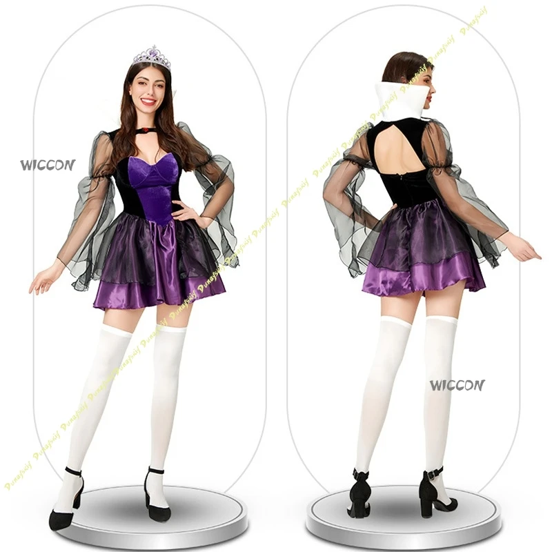Female Dream In Wonderland Lace Sleeves Queen Poker Queen Dress Sexy Masquerade Performance Gown Halloween Cosplay Witch Costume