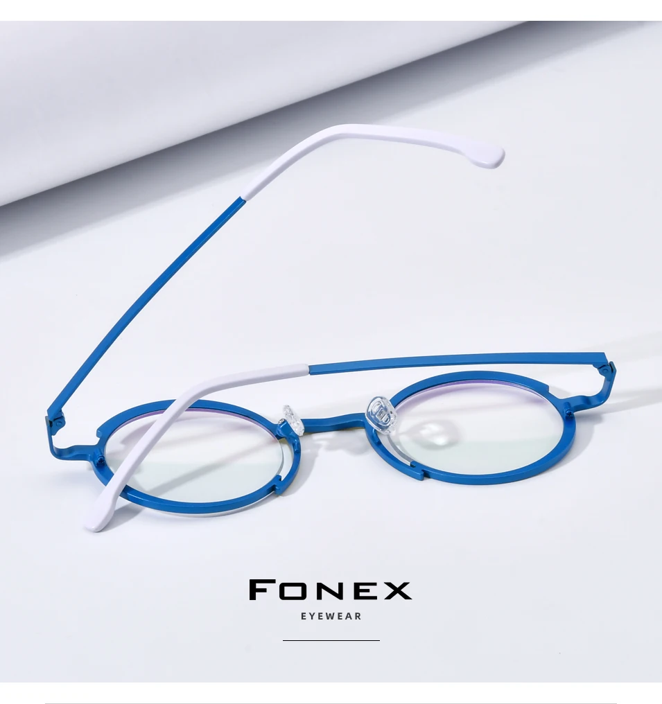 FONEX Titan Brillengestell Damen 2025, neue Mode, Markendesign, Retro, Vintage, runde Brillen, Herren, ultraleichte Brillen 85774 – Detail 23