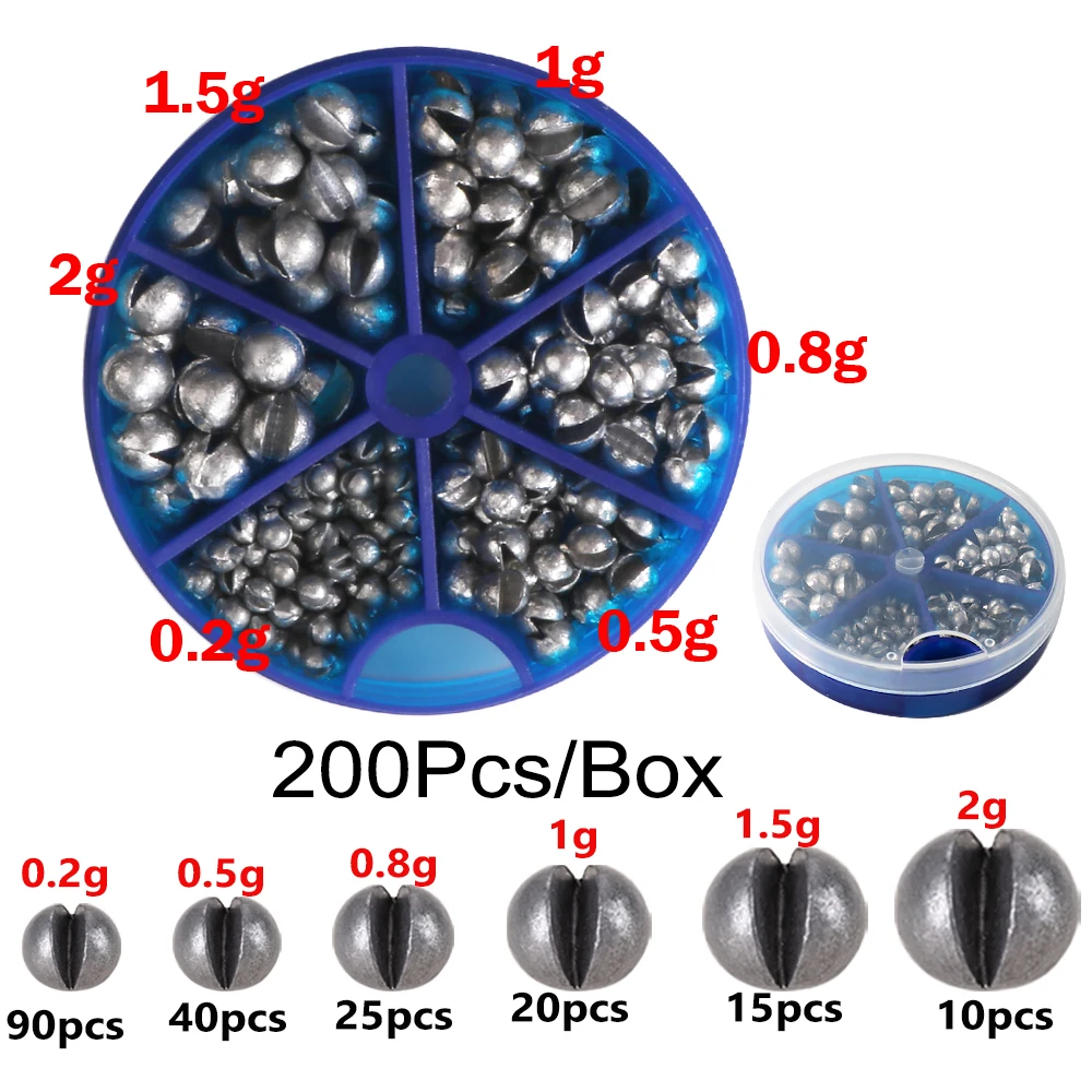 100-500 Stuks Split Shot Legering Visgewichten 0.06g-5g Verwijderbare Clip Op Sinkers Draagbare Doos Zoetwater Zoutwater Visgerei