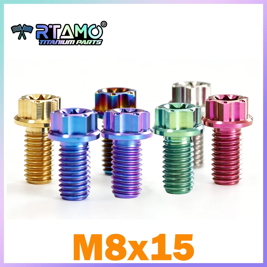 RTAMO M8X15 Titanium Rearview Mirror Bolt Right/Left Thread for Motorcycle Modification