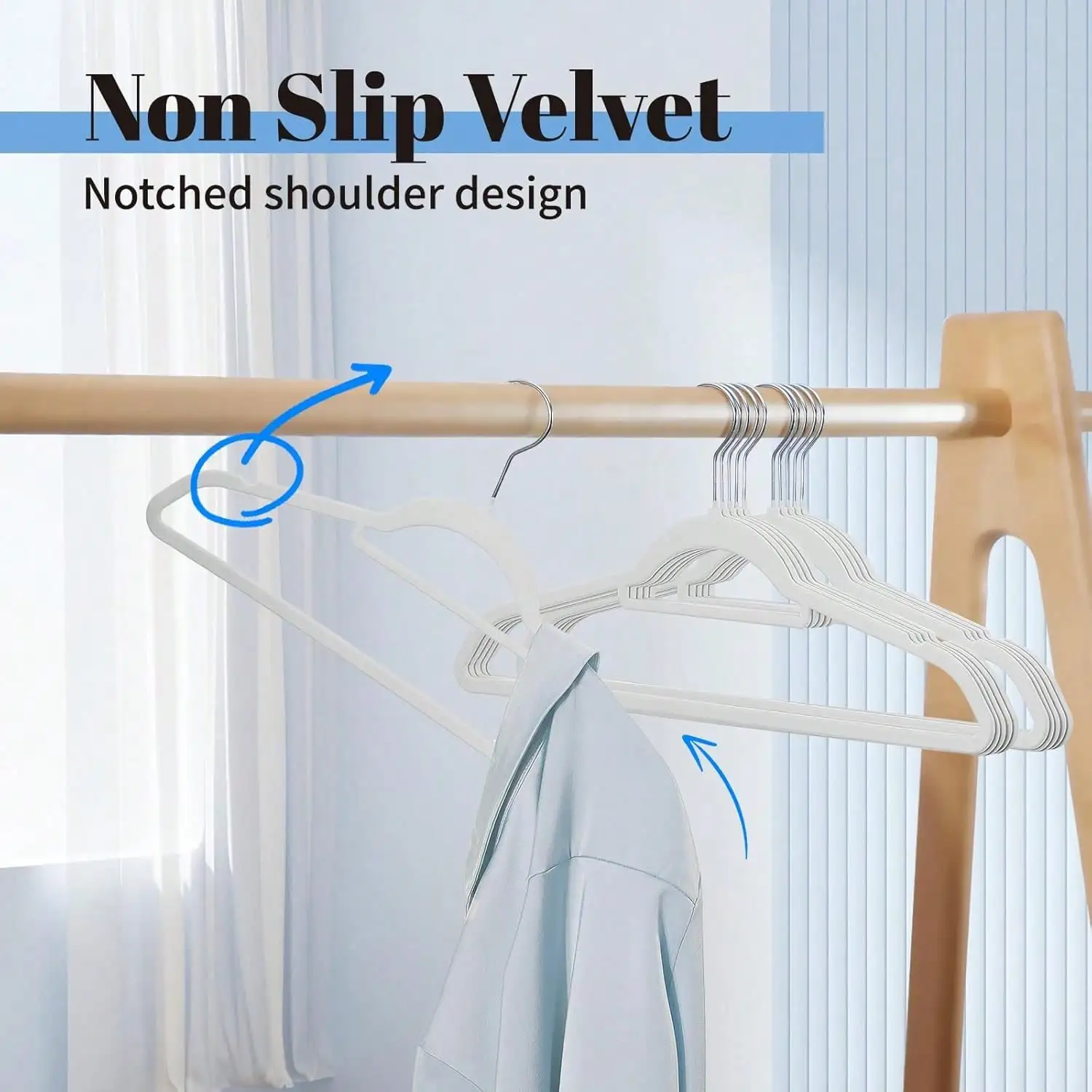 30-Pack Value-For-Money Flocked Clothes Hangers, Thickened Flocked Clothes Hangers, Non-Slip And Mark-Free Hangers, Slim And Space-Saving Wardrobe Storage Hangers, White Home And Clothing Store Hangers sh25082798215357709