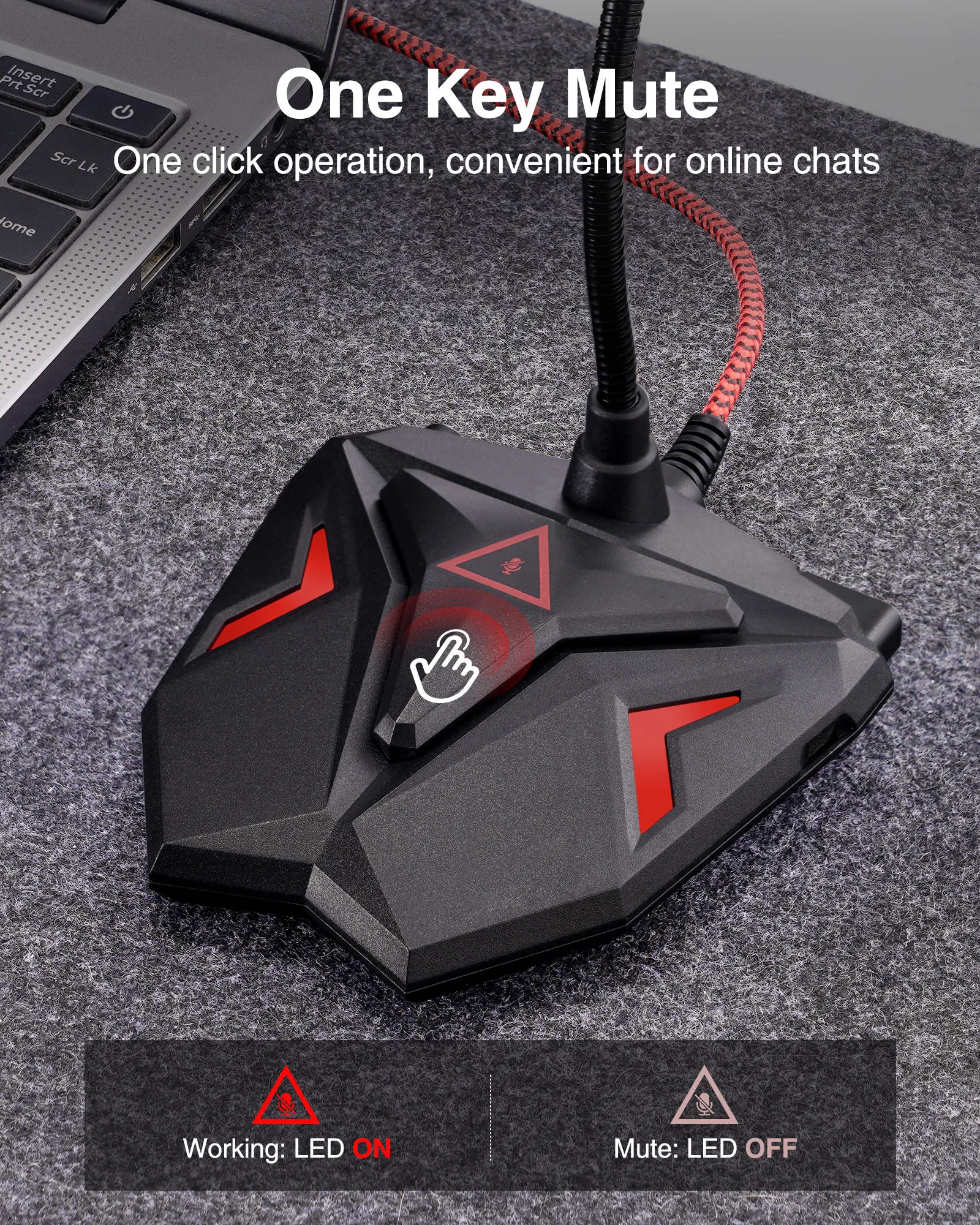 ميكروفون ألعاب Jamelo ميكروفون USB لمكثف الكمبيوتر 60 رقبة معقوفة قابلة للتعديل لعبة تسجيل يوتيوب للاستوديو