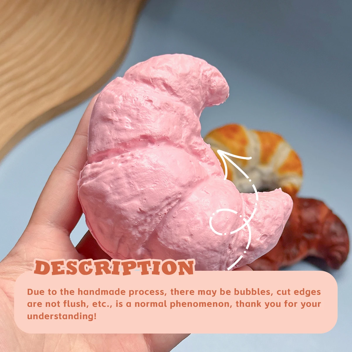 Realistic PUGolden Lava Croissant Bread Decoration, Ultra Soft Scented Slow Rebound Bread Toy, Realistic Kneading Squeezing, 1Pc