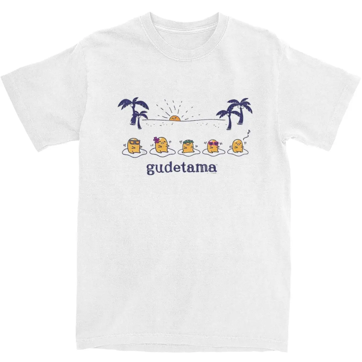 Man T Shirt Gudetama Hula T-Shirts Trendy Cool Beach Tees Y2K Basic Custom DIY 100% Cotton Clothing Gift