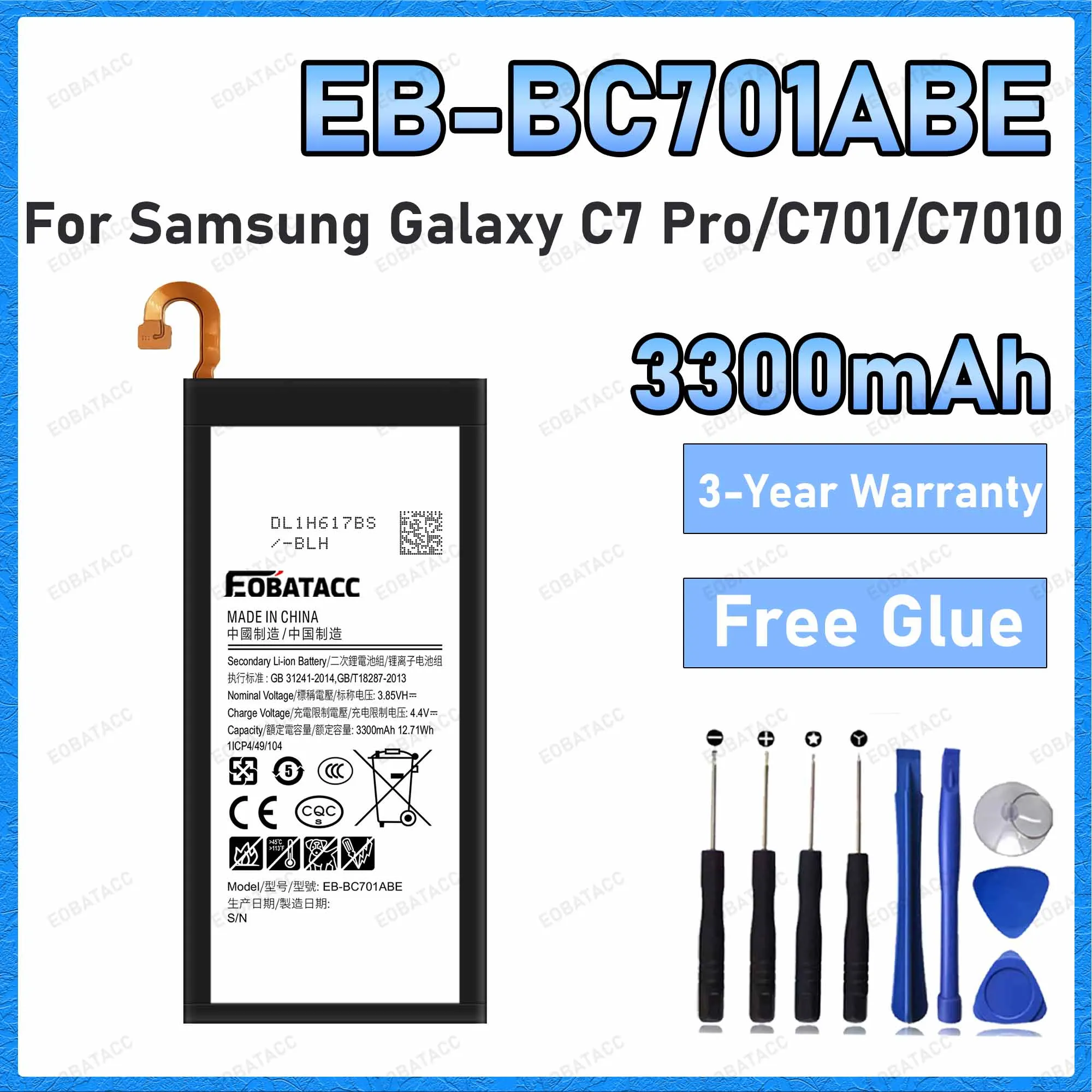 EB-BC701ABE 3300mAh Battery For Samsung Galaxy C7 Pro/C701/C7010 Batteries New High Quanlity+Free Tools