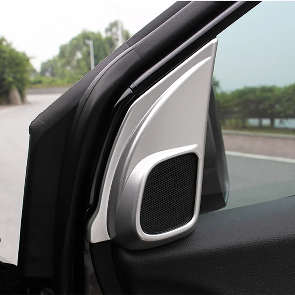 A Pair For 2012-2016 Honda CR-V 2013 2014 2015 CRV Matte Chrome Front Audio Speaker Trim Car Inner Audio Ring Cover