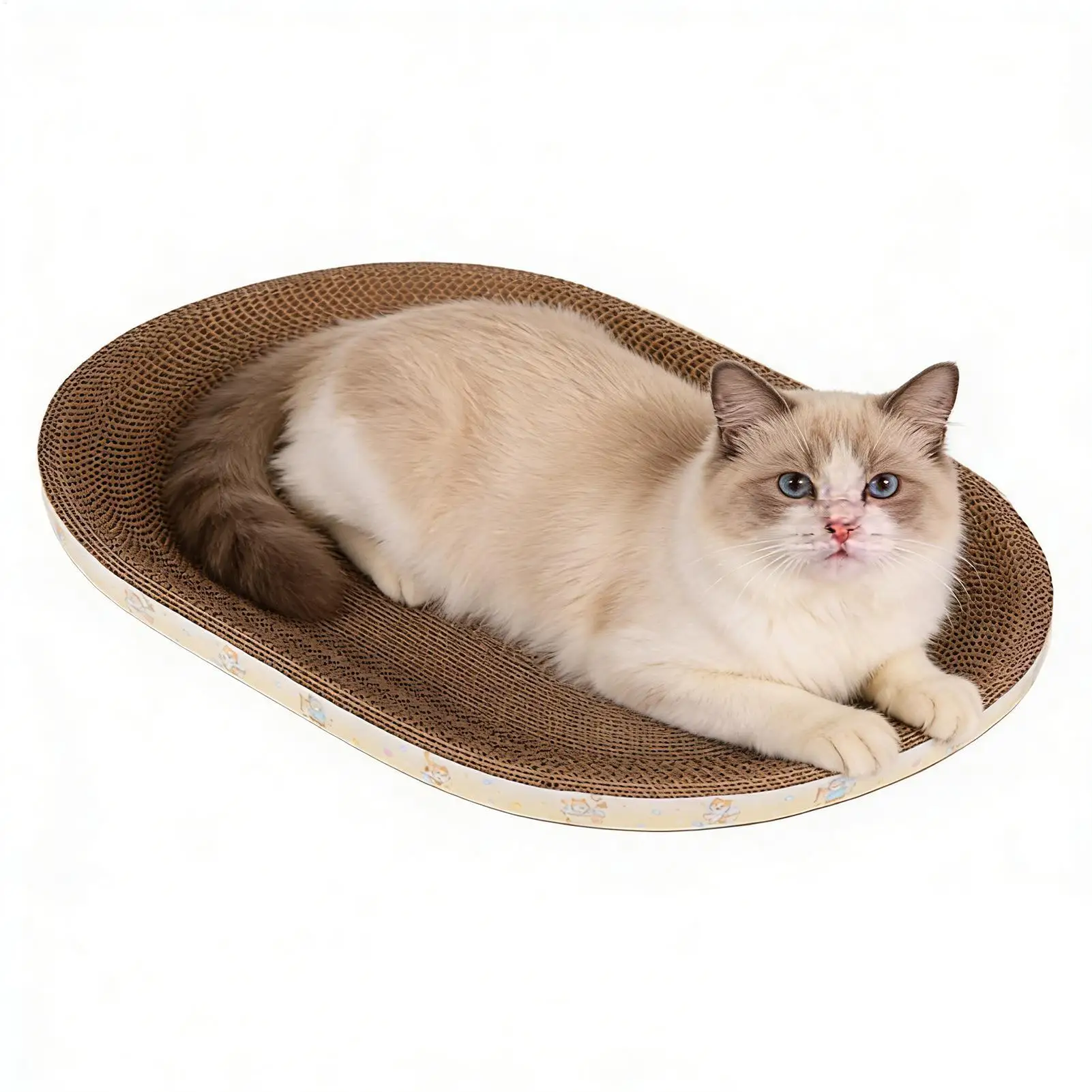 Wellpappe Katzenkratzer Katzenkratzbrett Oval Krallenpflege-Spielzeug aus Karton zum Krallen Schleifen und Möbelschutz – Detail 10