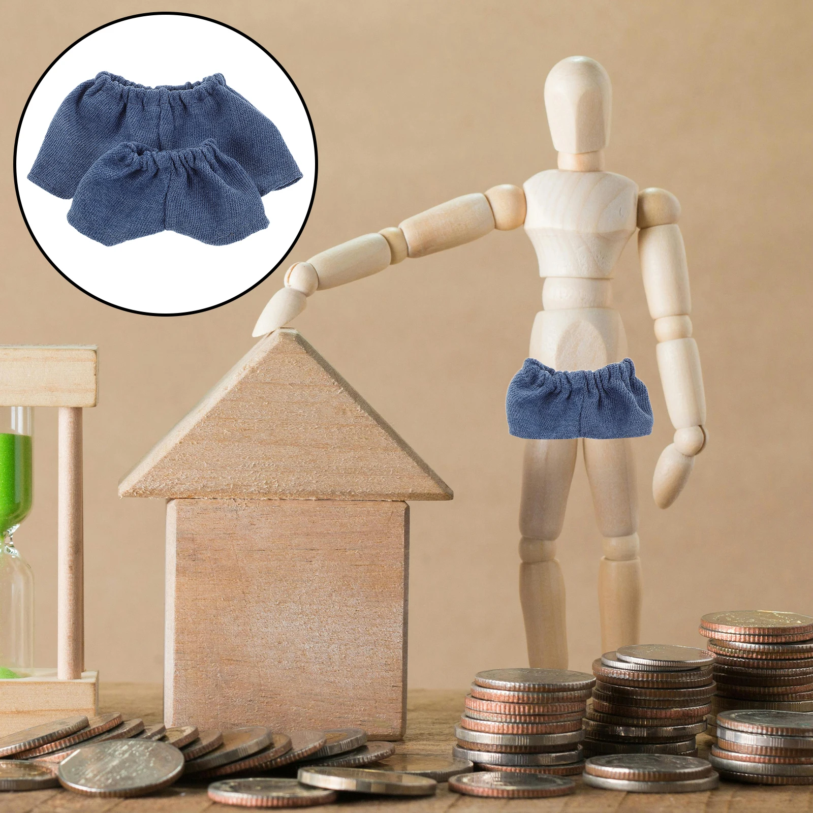 

2pcs Short Pants Clothes Stuffed Shorts Accessories For 20Cm 15Cm Dollhouse Dress Up Costume Denim Design Durable Polyester Play