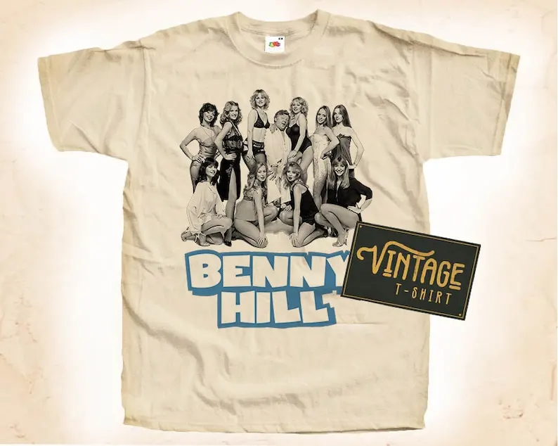 Benny Hill V2 T shirt Tee Natural Vintage Cotton Movie Poster All Sizes