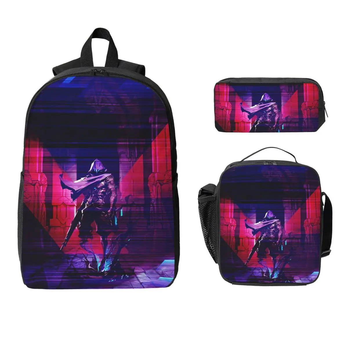 Omen V-Valorant Riot Games Backpack Student BookBag School Bag Laptop Shoulder Bags 3ps Insulated Lunch Bag Pencil Case
