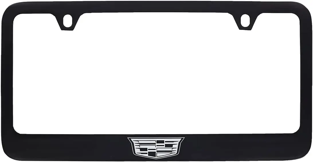 

Black Powder Coated Metal License Plate Frame with Exposed Chrome, Durable Tag Holder for Cars