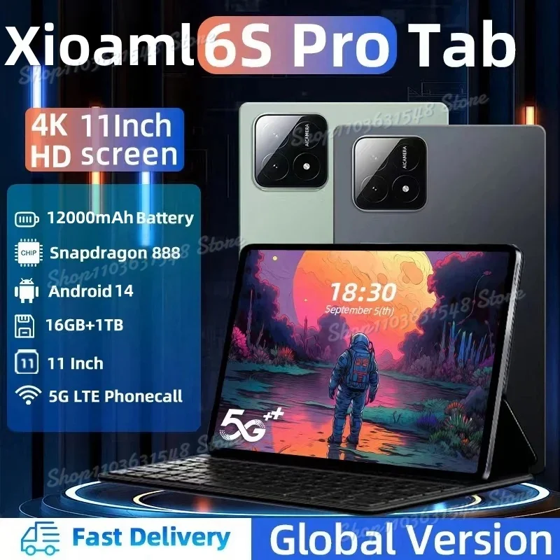 

2024 NEW Original MI Pad 6S Pro Tablet 11inch HD 4K Android 14 16GB+1T 12000mAh 5G Dual SIM Bluetooth WiFi GPS WPS Tablet PC