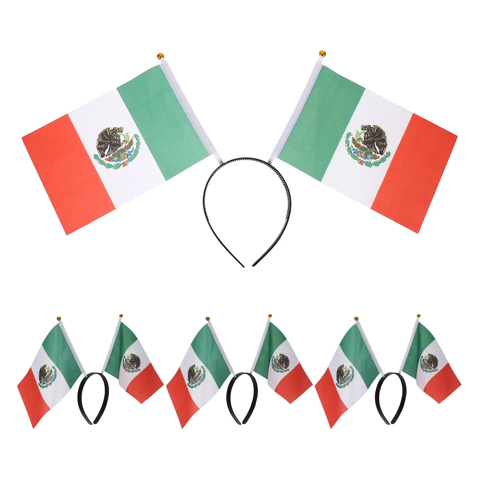 

4Pcs Mexico Flag Headband Cheerleading Hair Accessories Party Birthday Present Funny Photo Prop Celebration Hairband for Women