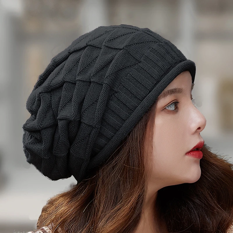 Knitted Baggy Beanie Oversized Winter Hat Ski Slouchy Cap Skullies Beanies Women Men Winter Wool Warm Cap Beanies Unisex