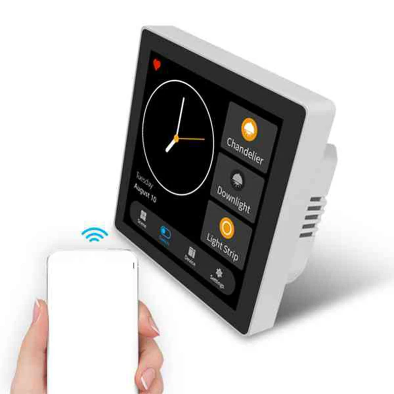 1 PCS Tuya Smart Home Multiple Zigbee Smart Home Control Panel 4 Inch Switch Panel In-Wall Touchscreen Control For Home-Euplug