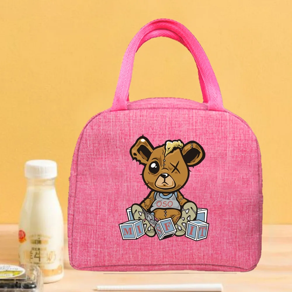 Lunch Insulated Bag for Kids Portable Meals Thermal Food Picnic Bags Handbags Organizern puppet bear Pattern Unisex Tote WorkBag