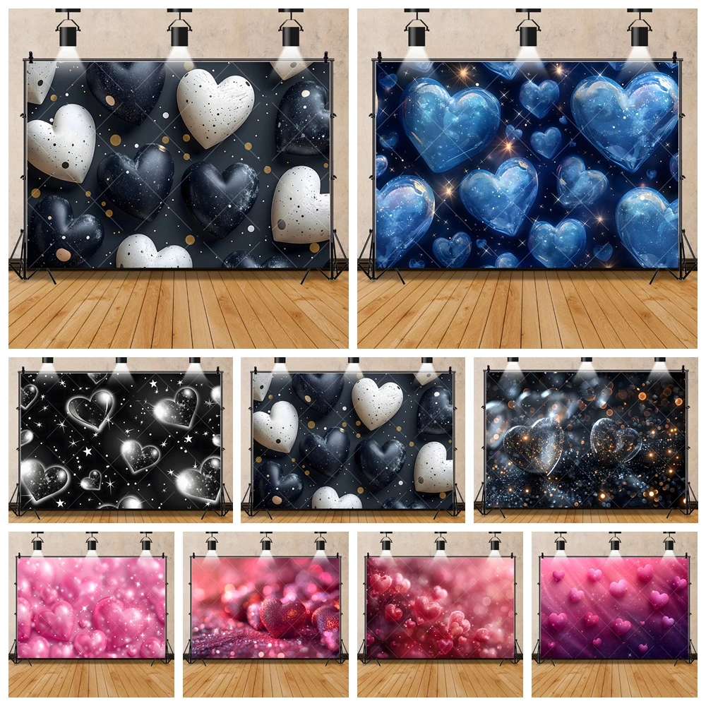 Glitter Heart-Shaped love Baby Girl Boy Adult Gifts Birthday Party Banner Backdrop Custom Kid Room Photo Poster Decor Background