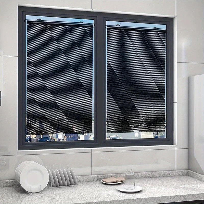 Window Roller Blinds Drilling Shutter Suction Cup Home Decor Blackout Blind No Drill Curtains Darkening Rolls Bedroom Curtain