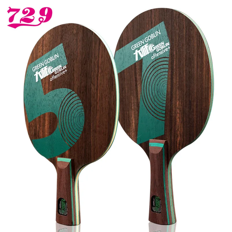 

729 Friendship Green Goblin 5/7 Table Tennis Blade Ebony Surface Professional Ping Pong Paddle for Violent Offensive Loop Racket