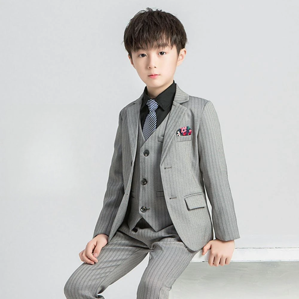 Txjojn Hot Sale Kids Formal Suit Set Birthday Party Popular Child Tuxedo 4 Pieces Classic Boys Lapel Suits Wedding Guest Clothes