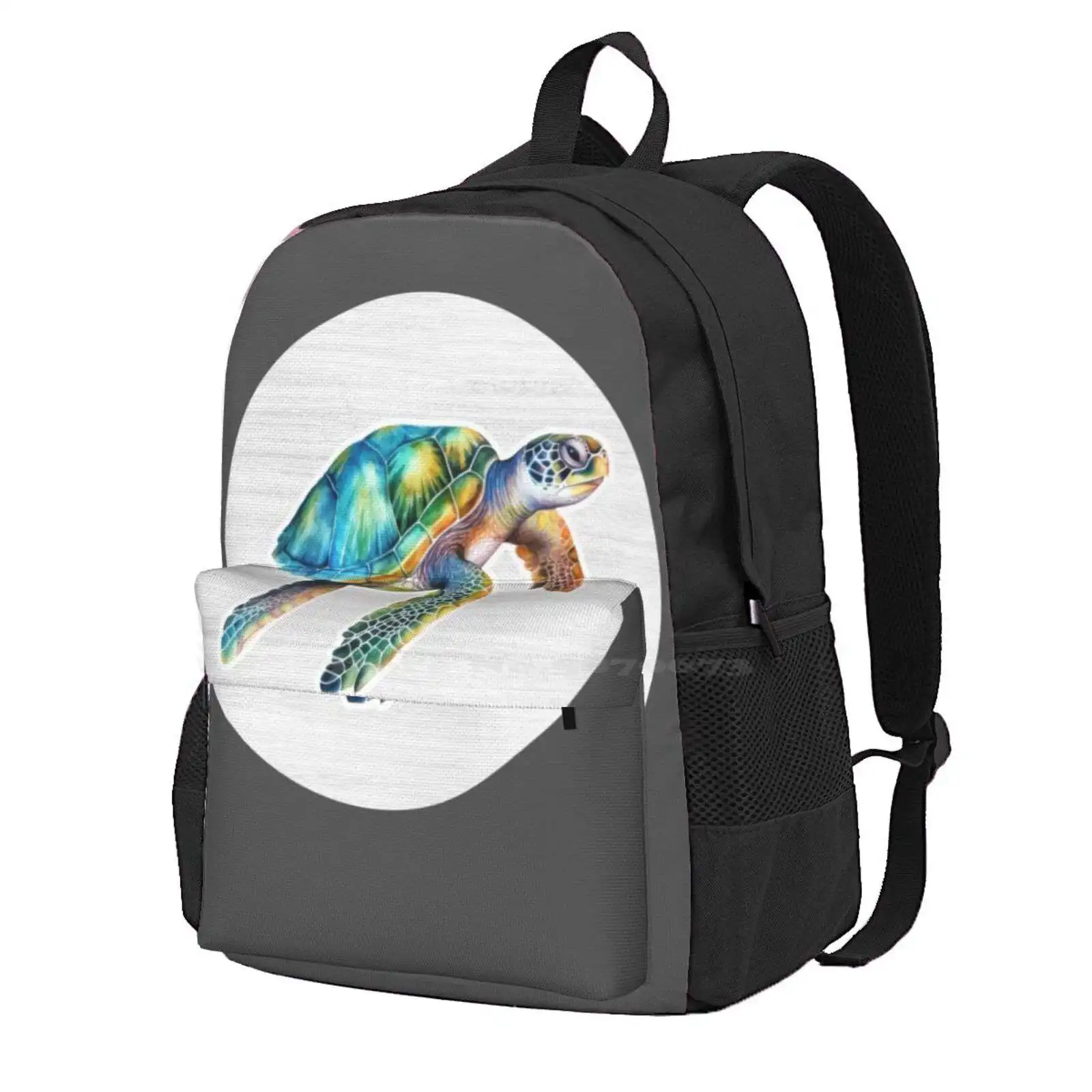 Turtle Watercolor Drawing Hot Sale Schoolbag Backpack Fashion Bags Turtles Tortoises Ocean Animal Reptile Marine Watercoloring