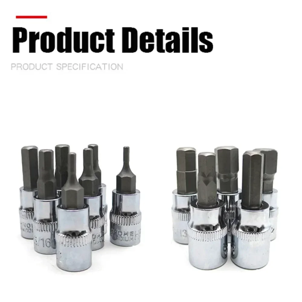 Imagem -05 - Universal Manga Cabeça Hex Cr-v Bit Grupo Adaptador de Broca Sae e Metric Sized Sockets Chave Soquete 13 Pcs por Conjunto