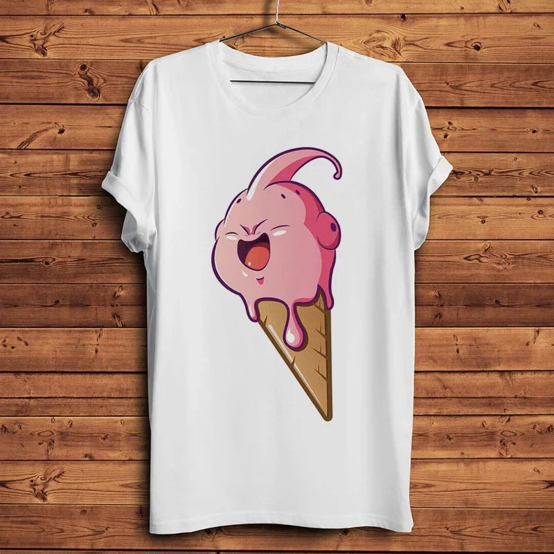 Men's Casual Short Sleeve T-Shirt, Kawaii Chocolate Buu, Ice Cream, Funny Anime, White, Men's Streetwear, Unisex, New