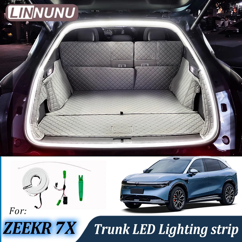LINNUNU Rear Car Trunk LED Light Bar Strips for ZEEKR 7X 2025 2026 Tail Box Lighting Interior Decorative Lamp Strip Accessories