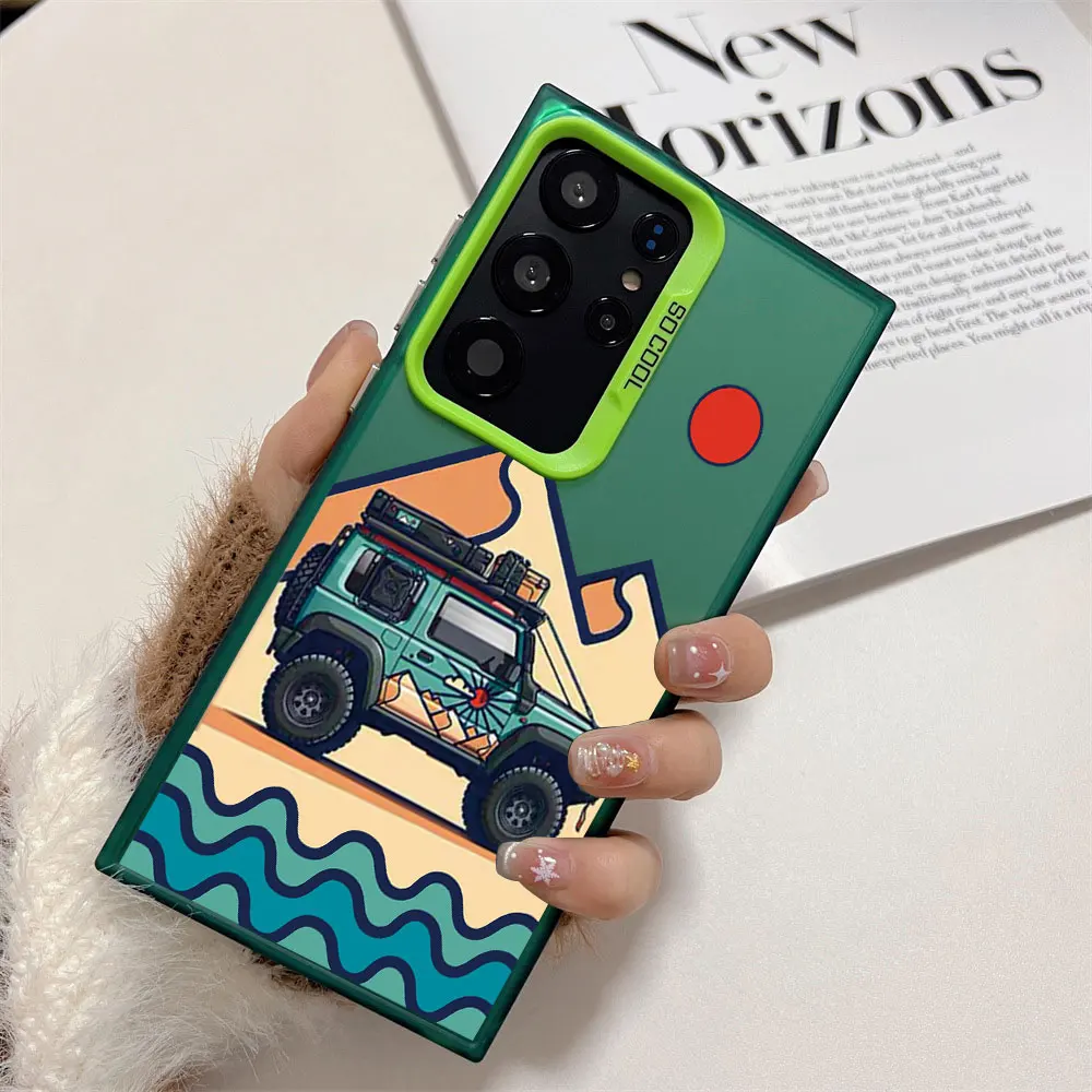Silver IMD Shockproof Phone Case For Samsung Galaxy A71 A72 A73 A56 A55 A54 A53 A52 A52s A51 A50 4G 5G Cartoon Car Pattern Cover view 2