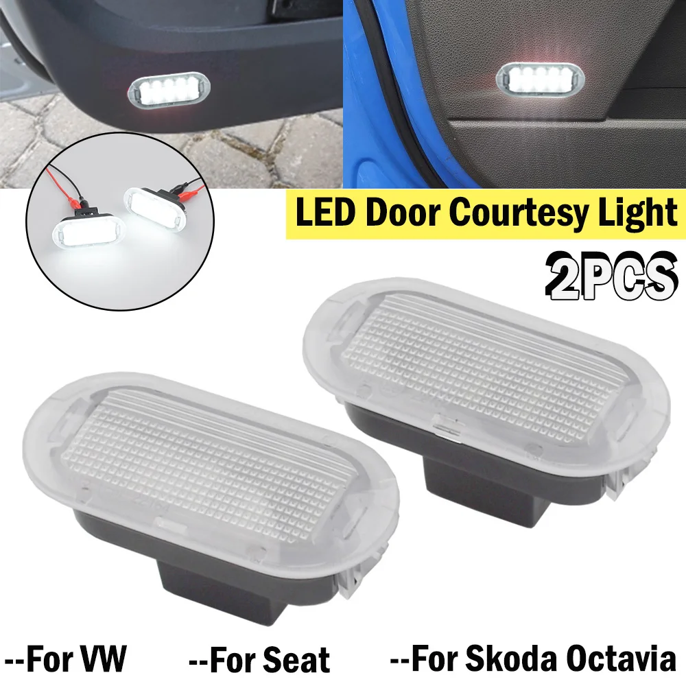 2x Led Door Warning Light Interior Courtesy Welcome Lamp For VW Golf MK3 MK4 Polo Jetta Sharan Vento Touran Skoda Octavia Seat