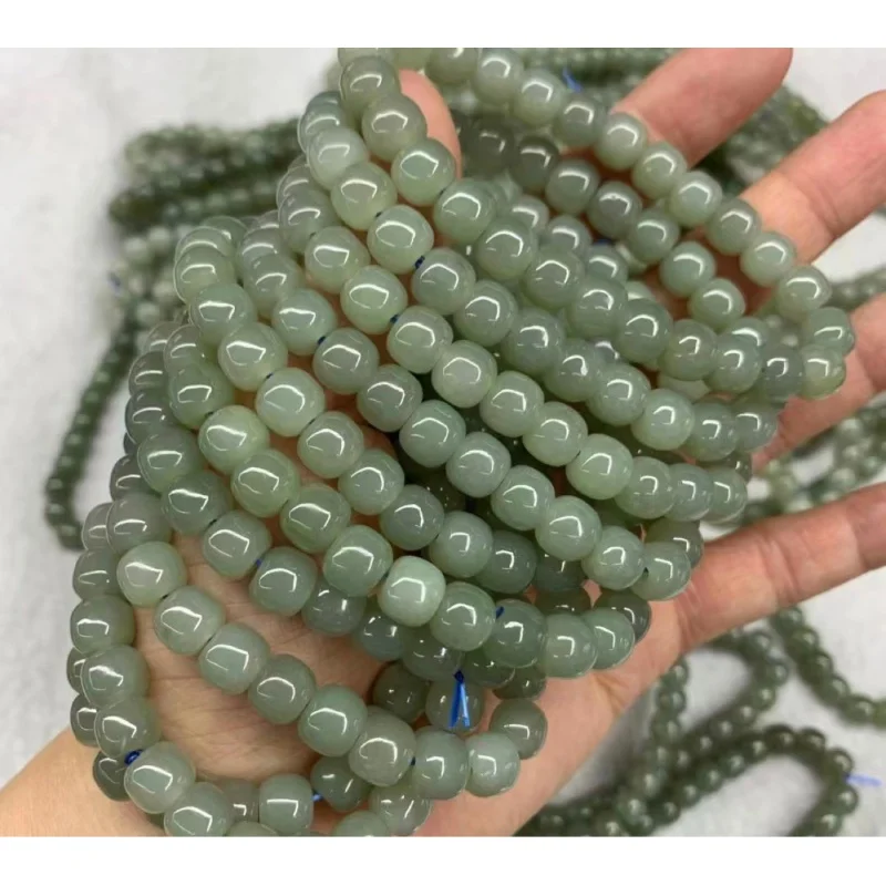 Hetian Jade Qinghai Material 7/8Mmdiy Small Accessories Three Beads Bracelet Wholesale