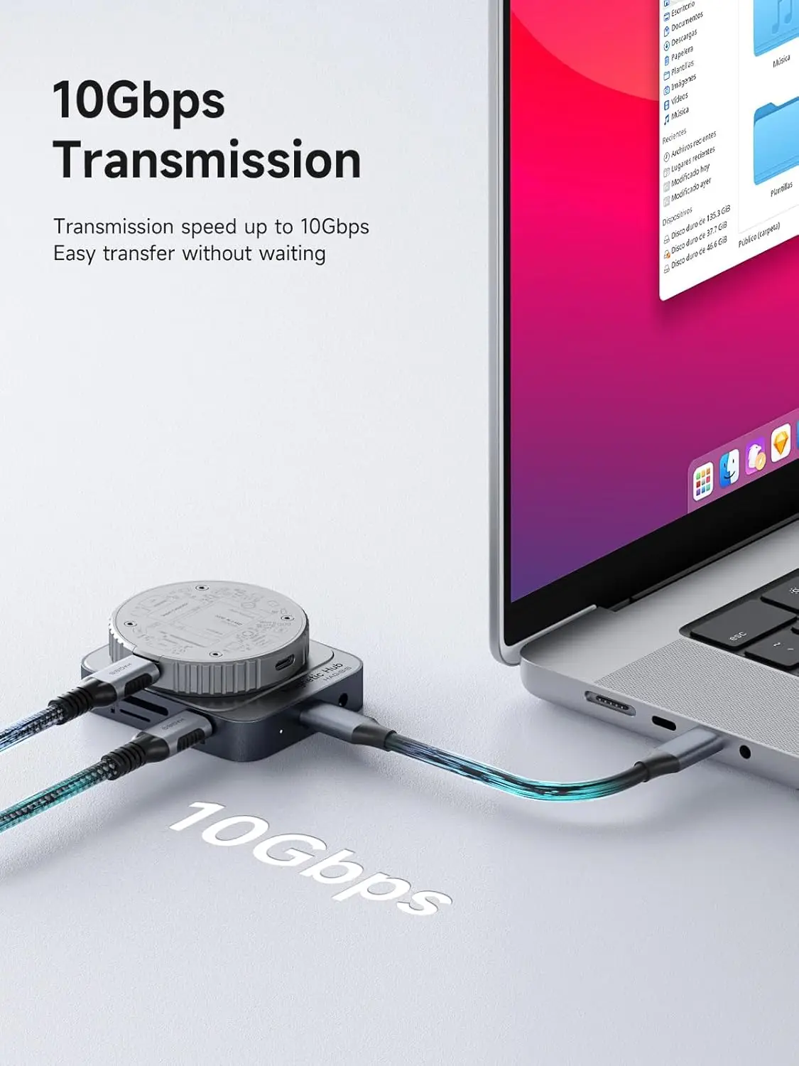 Magnetic USB C Hub with Magsafe for ROG Ally, 7 in-1 Type-C Docking Station 4K@60Hz HDMI SD3.0 TF3.0 Card Solt 10Gbps USB-C AUX