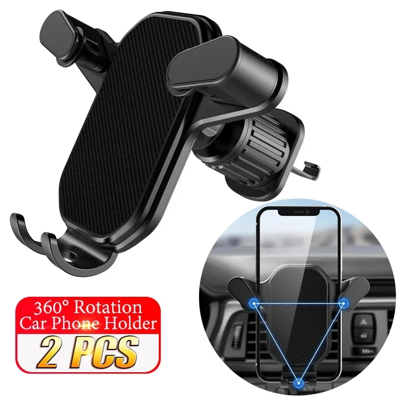 2Pcs Universal Car Phone Holder With Ventilation Hook 360° Rotation Easy Installation Anti Shake Supports Mi For All Phone GPS