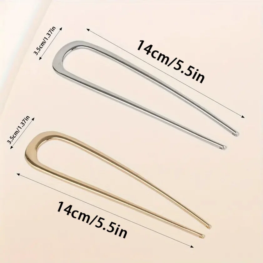 Dicke, einfache U-förmige Haargabeln für Frauen und Mädchen, Metall-Haarspangen, geometrische Haarclips, modische Haaraccessoires für Damen – Detail 12
