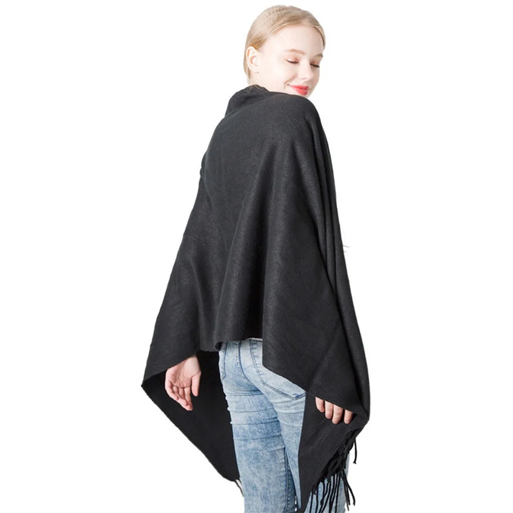 

1Pcs Solid Color Scarf Cashmere Imitation Large Oversized Fringe Shawl Warm Thick Winter Unisex Scarf Wrap Blanket
