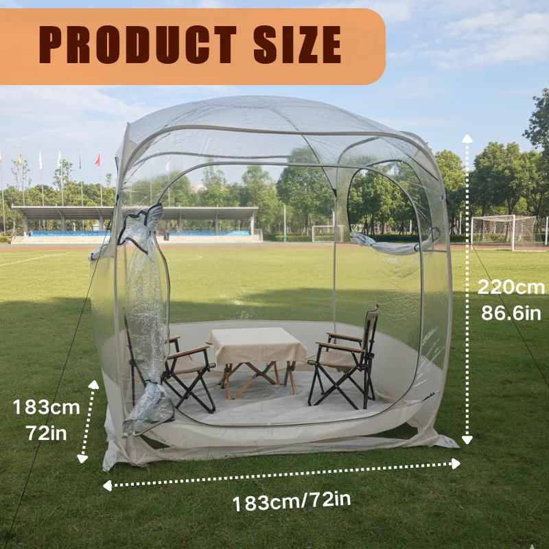 Portable Pop-Up Bubble Tent Transparent Windproof Cold-Resistant Outdoor Shelter for Sports Viewing Garden Fishing