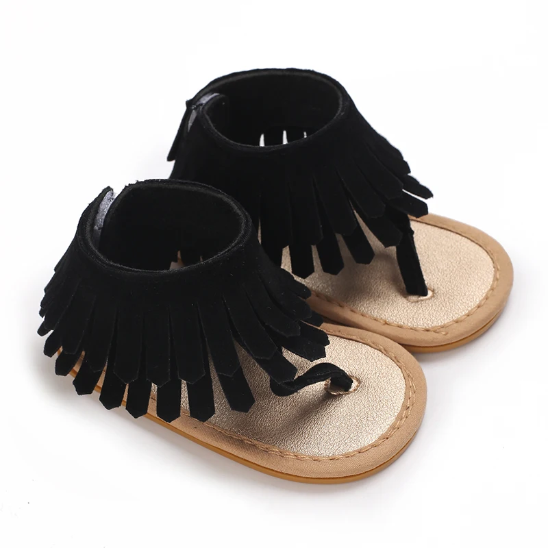 NEW Tassels Fashion Newborn Infant Baby Girls Sandals Cute Summer Rubber Sole Flat Princess Shoes Infant Non-Slip First Walkers