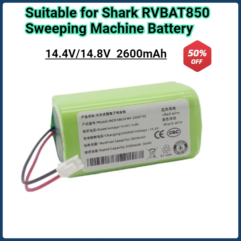 

2600mAh Battery for Shark Ion Robot Vacuum Cleaners RVBAT850 RV700_N RV720_N RV750_N RV750_N R75 R85 S87 RV771 RV761 RV850