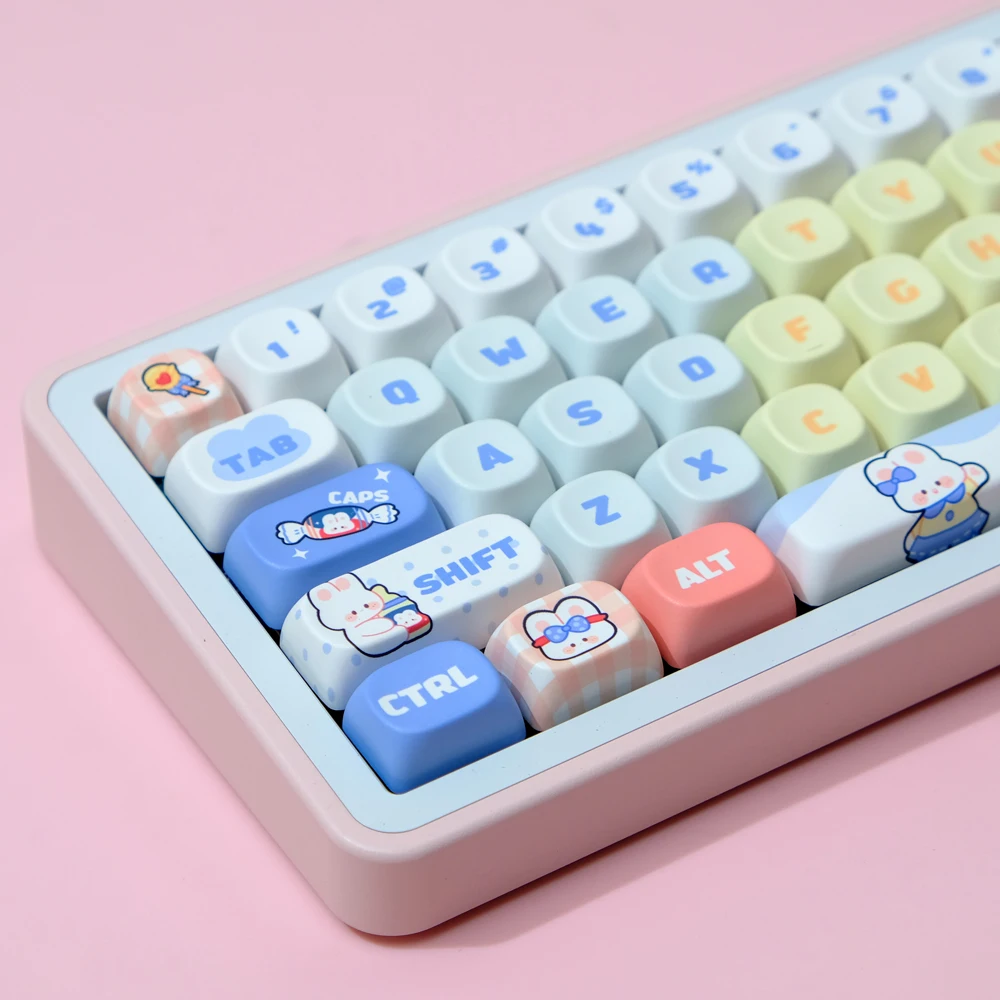 

MOA Profile Keycaps Gradient Cute Rabbit Keycap Set PBT Dye Sublimation KeyCap For MX Mechanical Keyboard Gaming 1.75U Shift