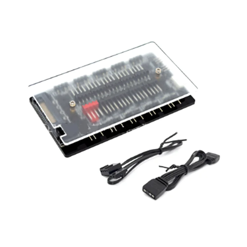 RGB Fan Hub 10 Ports PWM Addressable RGB Fan Splitter 5V/3Pin for Power Supply + Motherboard Control